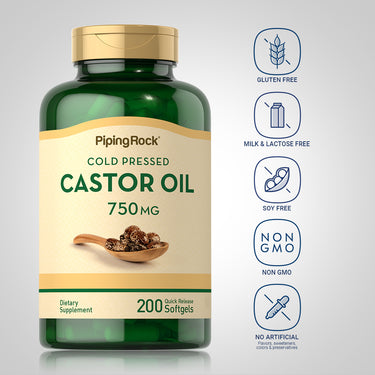 Castor Oil (Cold Pressed), 750 mg, 200 Quick Release Softgels