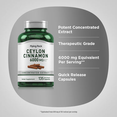 Ceylon Cinnamon, 6000 mg (per serving), 135 Quick Release Capsules