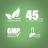 Infographic stating: Finest ingredients, 45 years of manufacturing, GMP quality product, lab tested for assurance.