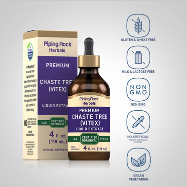 Chaste Tree Berry (Vitex) Liquid Extract Alcohol Free, 4 fl oz (118 mL) Dropper Bottle