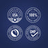 Infographic shows USA packaged, lab tested, 100% highest quality, finest ethically sourced ingredients, GMP quality product.