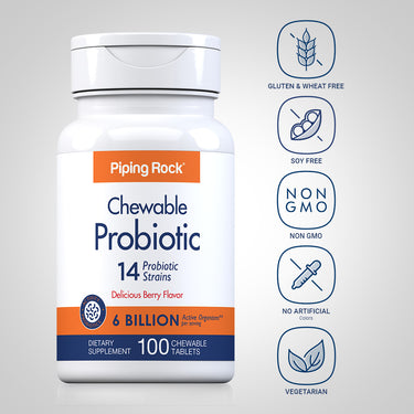 Chewable Probiotic 14 Strains 6 Billion Organisms (Berry), 100 Chewable Tablets