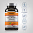 Vitamin C bottle with icons indicating Gluten & Wheat Free, Milk & Lactose Free, Soy Free, Non-GMO, and No Artificial Flavors/Colors.