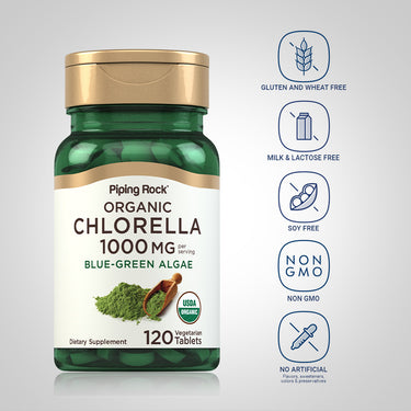 Chlorella (Organic), 1000 mg (per serving), 120 Vegetarian Tablets
