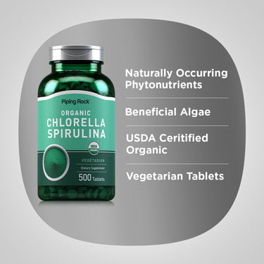 Chlorella Spirulina (Organic), 500 Tablets