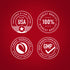Infographic detailing USA lab testing, 100% highest quality, finest ethically sourced ingredients, GMP quality certification.