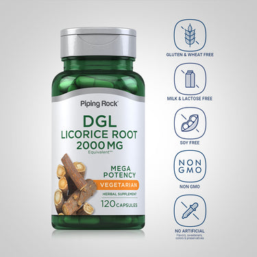 DGL Licorice Root Mega Potency (Deglycyrrhizinated), 2000 mg, 120 Capsules