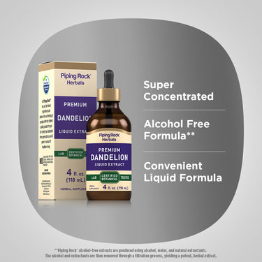 Dandelion Liquid Extract Alcohol Free, 4 fl oz (118 mL) Dropper Bottle