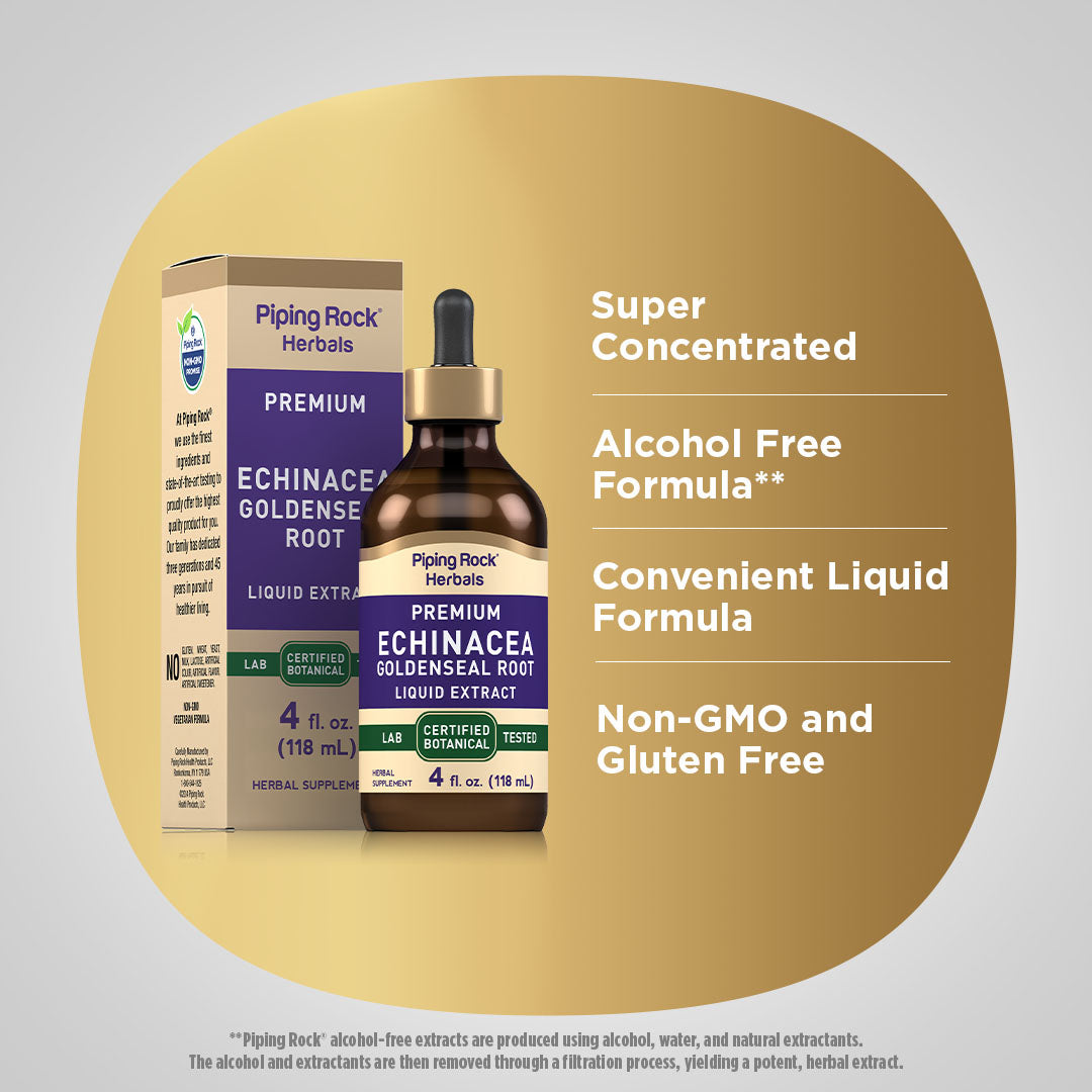 Echinacea & Goldenseal Liquid Extract Alcohol Free, 4 fl oz (118 mL) Dropper Bottle