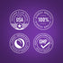 Infographic showing: Packaged & lab tested in USA, 100% highest quality, finest ingredients ethically sourced, GMP quality product.