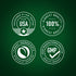 Infographic stating product is packaged and lab tested in USA, featuring 100% quality, ethical sourcing, GMP quality assurance.