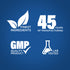 Infographic highlighting finest ingredients, 45 years of manufacturing expertise, GMP quality assurance, and lab-tested standards.