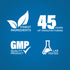 Infographic stating finest ingredients, 45 years of manufacturing, GMP quality product, lab tested assurance.