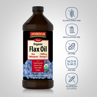Flax Oil Liquid (Organic), 16 fl oz (473 mL) Bottle