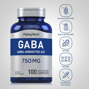 GABA (Gamma-Aminobutyric Acid), 750 mg, 100 Quick Release Capsules