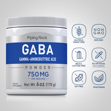 GABA Powder (Gamma-Aminobutyric Acid), 750 mg (per serving), 6 oz (170 g) Bottle