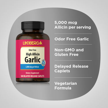 Garlic High Allicin Delayed Release (Odor Free), 100 Delayed Release Caplets