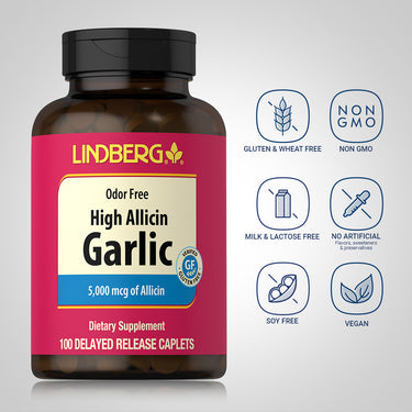 Garlic High Allicin Delayed Release (Odor Free), 100 Delayed Release Caplets