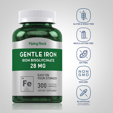 Gentle Iron (Iron Bisglycinate), 28 mg, 300 Quick Release Capsules