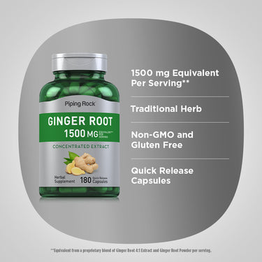 Ginger Root, 1500 mg (per serving), 180 Quick Release Capsules