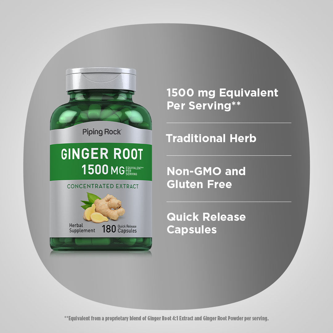 Ginger Root, 1500 mg (per serving), 180 Quick Release Capsules