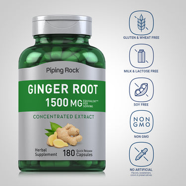 Ginger Root, 1500 mg (per serving), 180 Quick Release Capsules