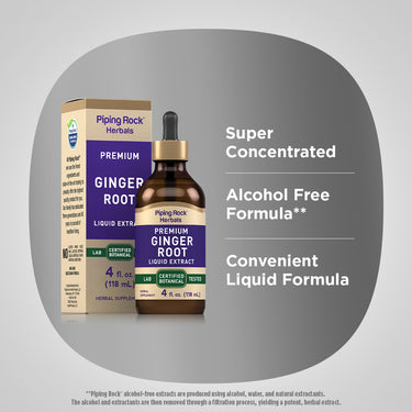 Ginger Root Liquid Extract Alcohol Free, 4 fl oz (118 mL) Dropper Bottle