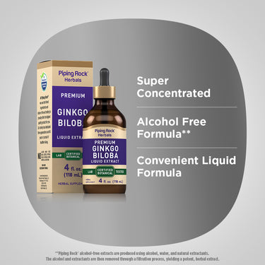 Ginkgo Biloba Liquid Extract Alcohol Free, 4 fl oz (118 mL) Dropper Bottle