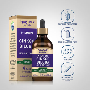 Ginkgo Biloba Liquid Extract Alcohol Free, 4 fl oz (118 mL) Dropper Bottle