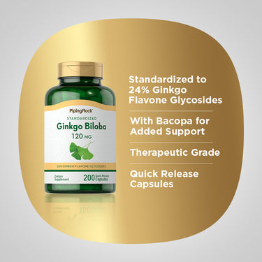 Ginkgo Biloba Standardized Extract, 120 mg, 200 Quick Release Capsules