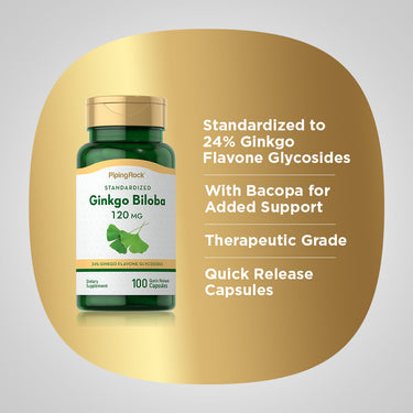 Ginkgo Biloba Standardized Extract, 120 mg, 100 Quick Release Capsules