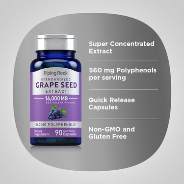 Grape Seed Extract, 16,000 mg (per serving), 90 Quick Release Capsules