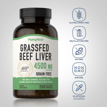 Grass Fed Beef Liver, 4500 mg (per serving), 250 Quick Release Capsules
