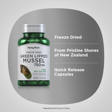 Green Lipped Mussel Freeze Dried from New Zealand, 750 mg, 120 Quick Release Capsules