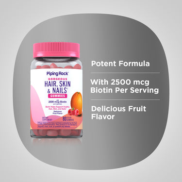 Hair, Skin & Nails (Delicious Fruit), 80 Vegan Gummies