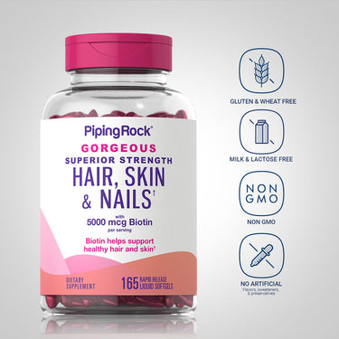 Hair, Skin & Nails infused with Moroccan Argan Oil, 165 Rapid Release Liquid Softgels