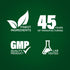 Infographic highlighting finest ingredients, 45 years of manufacturing, GMP quality, and lab-tested products.