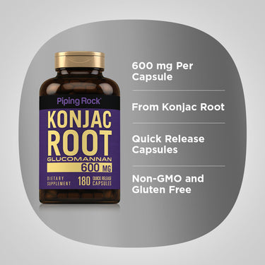 Konjac Root Fiber Glucomannan, 600 mg, 180 Quick Release Capsules