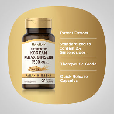 Korean Ginseng (Panax Ginseng), 1500 mg (per serving), 90 Quick Release Capsules