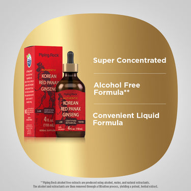 Korean Red Panax Ginseng Liquid Extract Alcohol Free, 4 fl oz (118 mL) Dropper Bottle