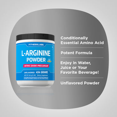 L-Arginine Powder, 3000 mg (per serving), 1 lb (454 g) Bottle