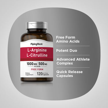 L-Arginine 1000 mg & Citrulline 500 mg, 1000/500 mg, 120 Quick Release Capsules