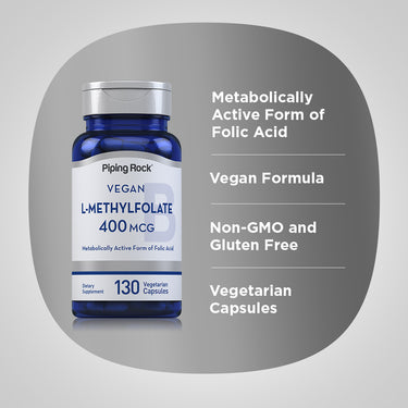 L-Methylfolate, 400 mcg, 130 Vegetarian Capsules