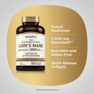 Lion's Mane Mushroom, 3000 mg (per serving), 180 Quick Release Softgels