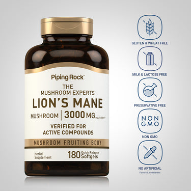 Lion's Mane Mushroom, 3000 mg (per serving), 180 Quick Release Softgels