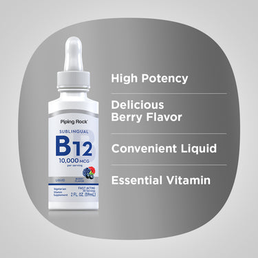Liquid B-12 (Berry), 10,000 mcg, 2 fl oz (59 mL) Dropper Bottle