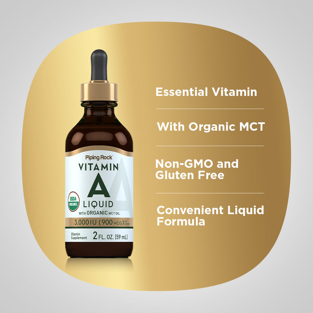Vitamin A Liquid (Organic), 3000 IU, 2 fl oz (59 mL) Dropper Bottle