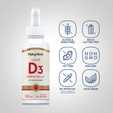 Liquid Vitamin D3, 5000 IU, 2 fl oz (59 mL) Dropper Bottle