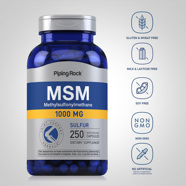 MSM + Sulfur, 1000 mg, 250 Quick Release Capsules