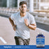A young man runs outdoors next to a Magnesium '10' Complex bottle, highlighting an active lifestyle and health supplement.